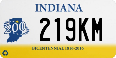 IN license plate 219KM