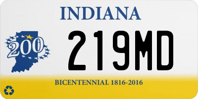 IN license plate 219MD