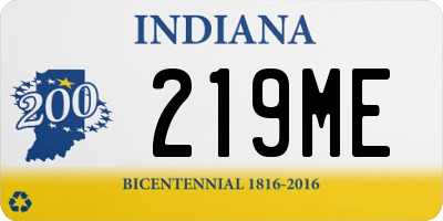 IN license plate 219ME