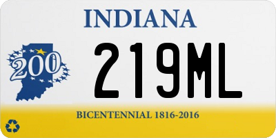 IN license plate 219ML