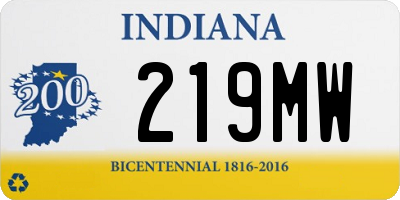 IN license plate 219MW