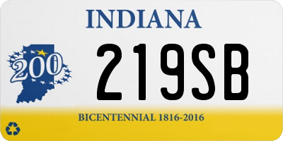 IN license plate 219SB