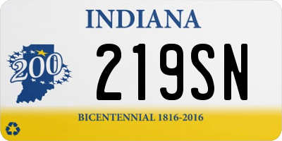 IN license plate 219SN