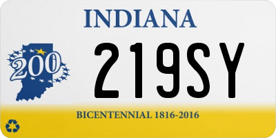 IN license plate 219SY