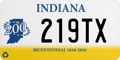 IN license plate 219TX