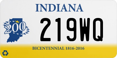 IN license plate 219WQ