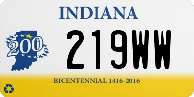 IN license plate 219WW