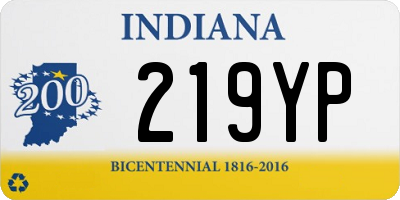 IN license plate 219YP