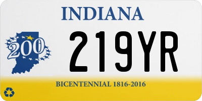 IN license plate 219YR