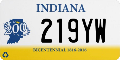 IN license plate 219YW