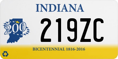 IN license plate 219ZC