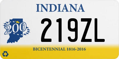 IN license plate 219ZL