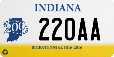 IN license plate 220AA