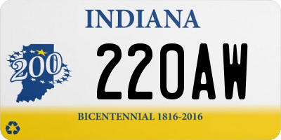 IN license plate 220AW