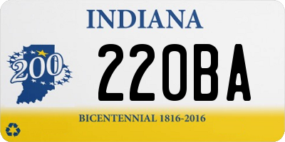 IN license plate 220BA