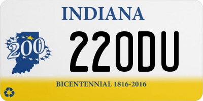 IN license plate 220DU