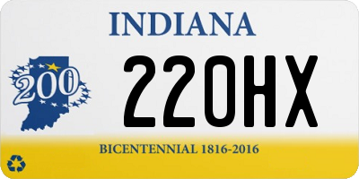 IN license plate 220HX