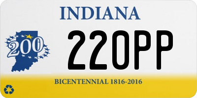 IN license plate 220PP