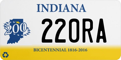 IN license plate 220RA