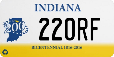 IN license plate 220RF