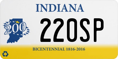 IN license plate 220SP