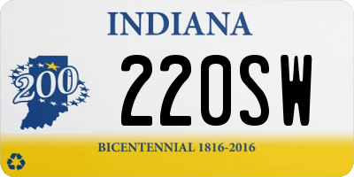 IN license plate 220SW