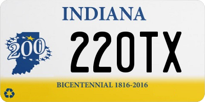 IN license plate 220TX