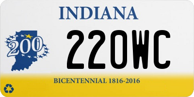 IN license plate 220WC