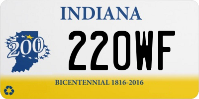 IN license plate 220WF