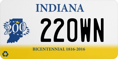 IN license plate 220WN