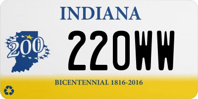 IN license plate 220WW