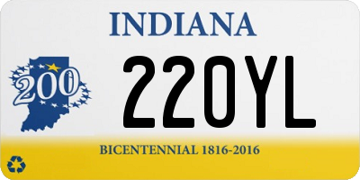 IN license plate 220YL