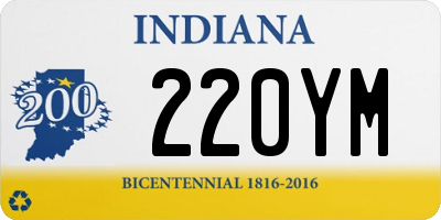 IN license plate 220YM