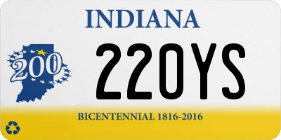 IN license plate 220YS