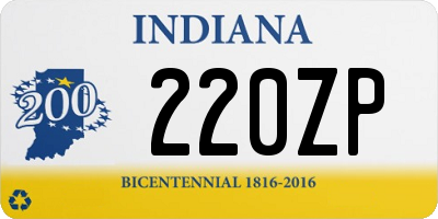 IN license plate 220ZP