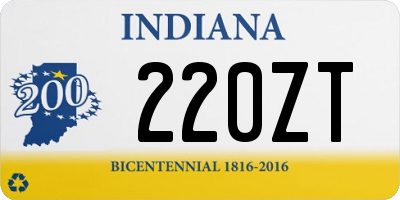 IN license plate 220ZT