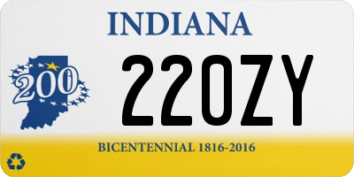 IN license plate 220ZY