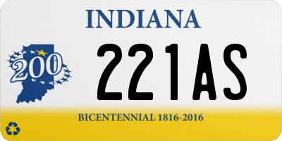 IN license plate 221AS