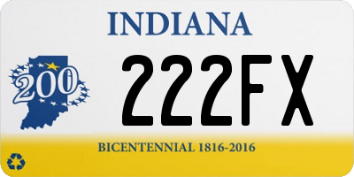 IN license plate 222FX