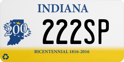 IN license plate 222SP