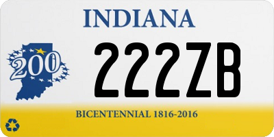 IN license plate 222ZB