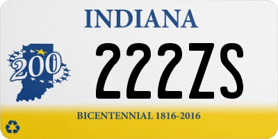 IN license plate 222ZS