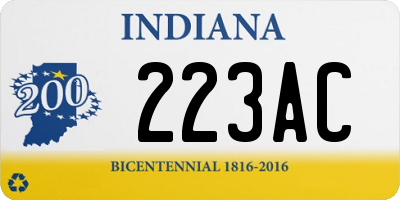 IN license plate 223AC