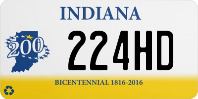 IN license plate 224HD