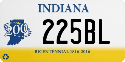 IN license plate 225BL