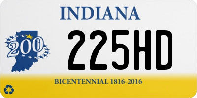 IN license plate 225HD