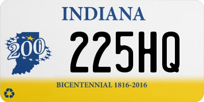 IN license plate 225HQ