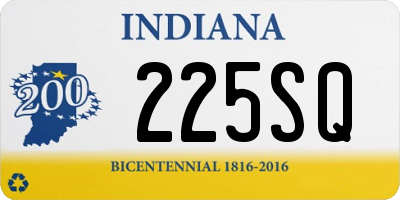 IN license plate 225SQ