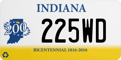 IN license plate 225WD
