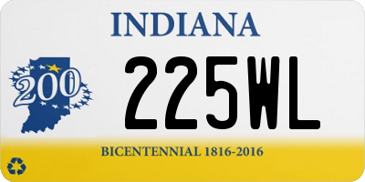 IN license plate 225WL